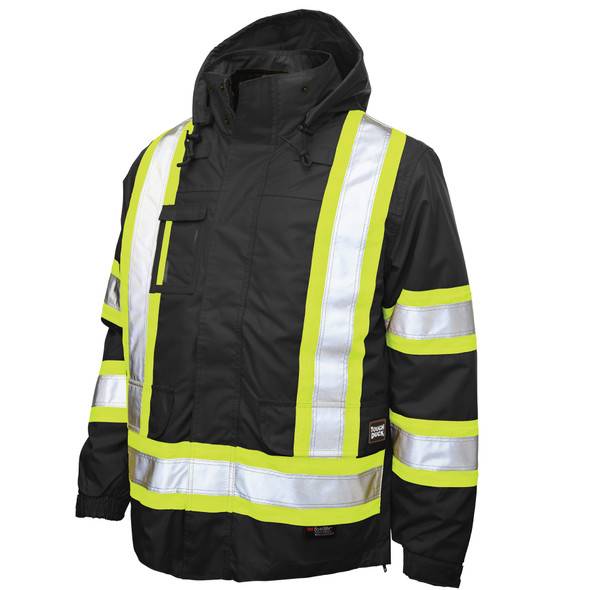 Tough Duck Class 1 Enhanced Vis Black X-Back 5-in-1 Jacket S426-BLK Front
